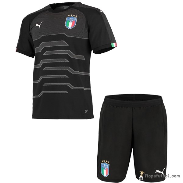 Camiseta Italia Niños Portero 2018 Negro